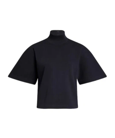 Alaïa Ribbed High Neck T-shirt In Black