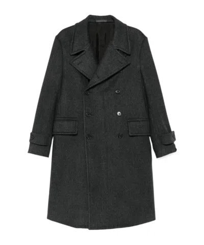 Caruso Double-breasted Grey Coat With Notched Lapel
