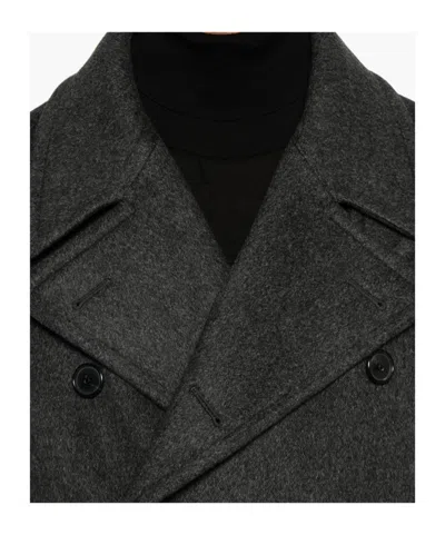 Caruso Double-breasted Grey Coat With Notched Lapel