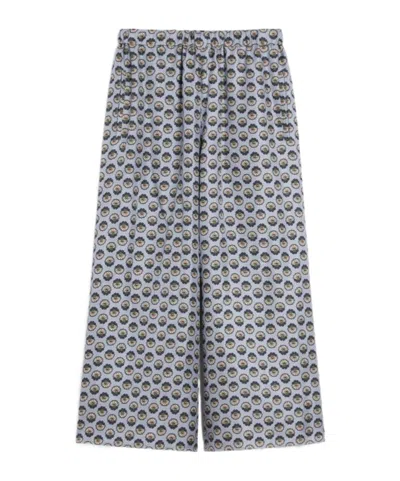 Weekend Max Mara Silk Trousers With A Wide-leg Design In Gray