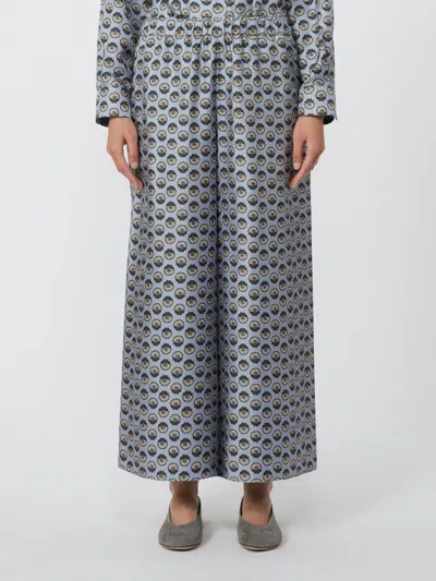 Weekend Max Mara Silk Trousers With A Wide-leg Design In Gray