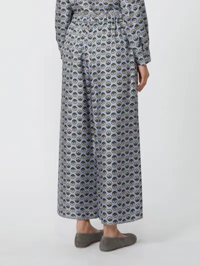 Weekend Max Mara Silk Trousers With A Wide-leg Design In Gray