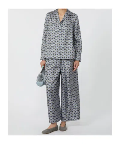 Weekend Max Mara Silk Trousers With A Wide-leg Design In Gray