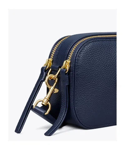 Tory Burch Mini Miller Grained Leather Crossbody Bag In Blue