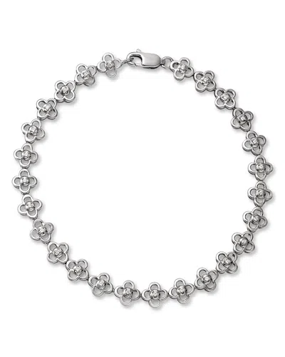 Bloomingdale's Fine Collection Diamond Flower Open Link Bracelet In 14k White Gold, 0.15 Ct. T. W.