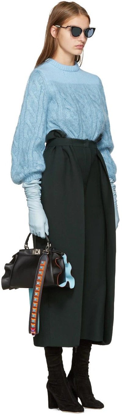 Shop Fendi Black & Blue Mini Peekaboo Bag