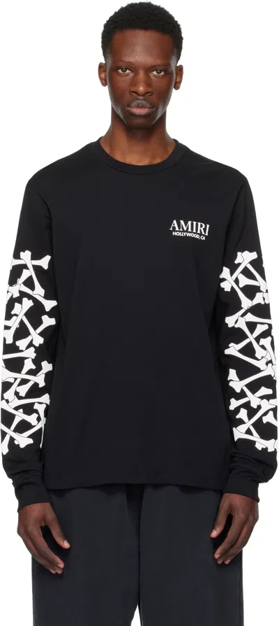 Amiri Cotton Sweatshirt Featuring Bone Print In Black
