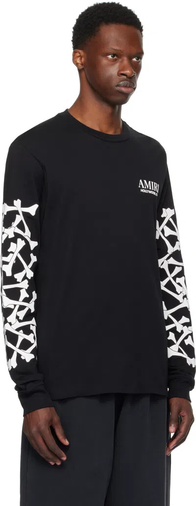 Amiri Cotton Sweatshirt Featuring Bone Print In Black