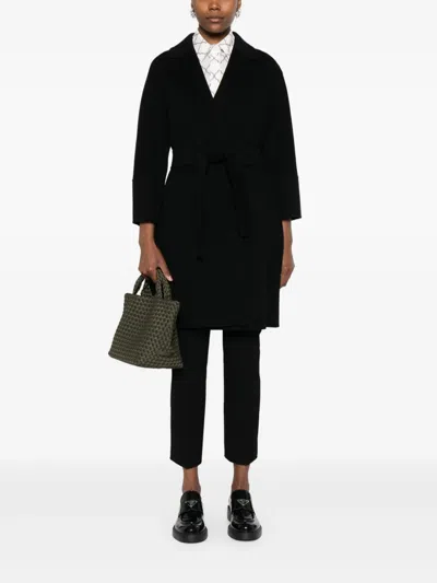 S Max Mara Short Double-faced Wool Coat In Black