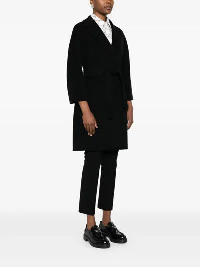 S Max Mara Short Double-faced Wool Coat In Black