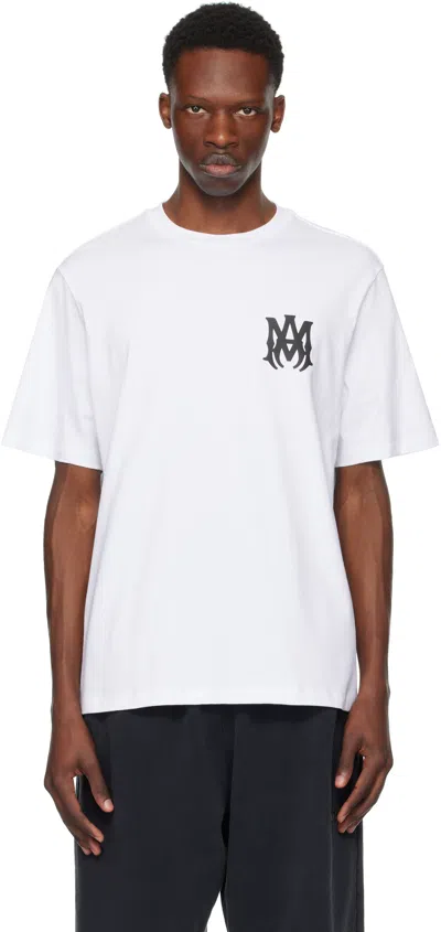 Amiri Men White Crewneck T-shirt With Logo Print On The Front And Logo Lettering On The Rear In Cott