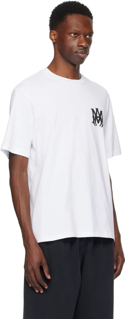 Amiri Men White Crewneck T-shirt With Logo Print On The Front And Logo Lettering On The Rear In Cott