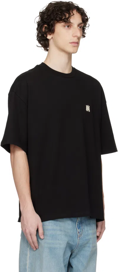 Amiri Black Crewneck T-shirt With Logo Embroidery On The Front In Cotton Man