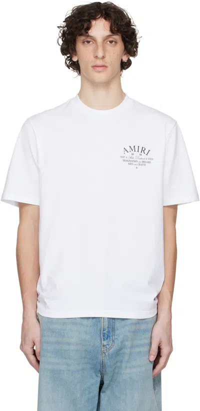 Amiri White Crewneck T-shirt With Logo Print On The Front In Gray