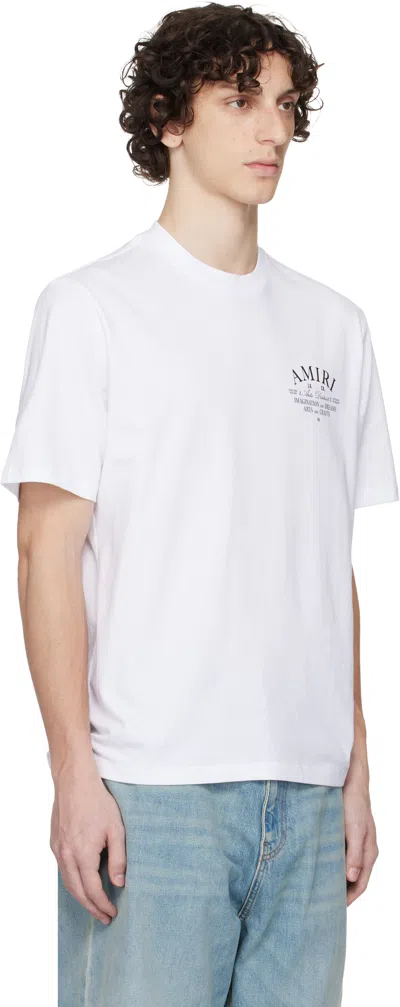 Amiri White Crewneck T-shirt With Logo Print On The Front In Gray