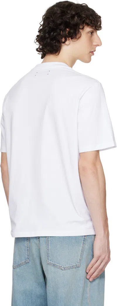 Amiri White Crewneck T-shirt With Logo Print On The Front In Gray
