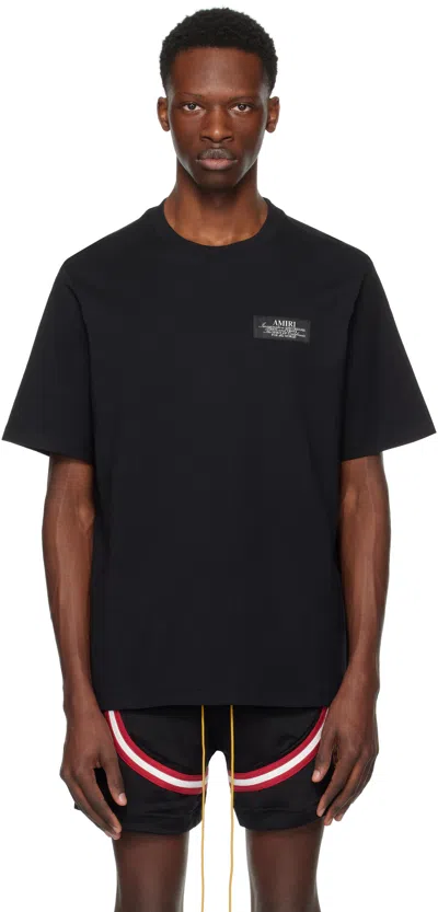 Amiri Black Crewneck T-shirt With Logo Patch On The Front And Maxi Logo Print On The Rear