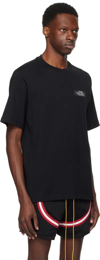 Amiri Black Crewneck T-shirt With Logo Patch On The Front And Maxi Logo Print On The Rear