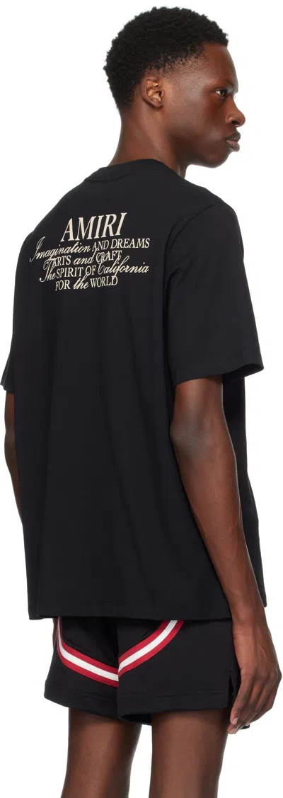 Amiri Black Crewneck T-shirt With Logo Patch On The Front And Maxi Logo Print On The Rear