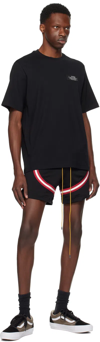 Amiri Black Crewneck T-shirt With Logo Patch On The Front And Maxi Logo Print On The Rear