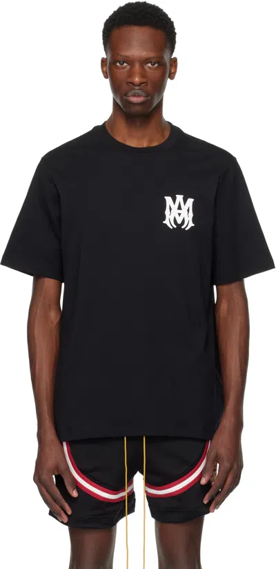Amiri Black Crewneck T-shirt With Logo Print On The Front And Logo Lettering On The Rear In Cotton Man