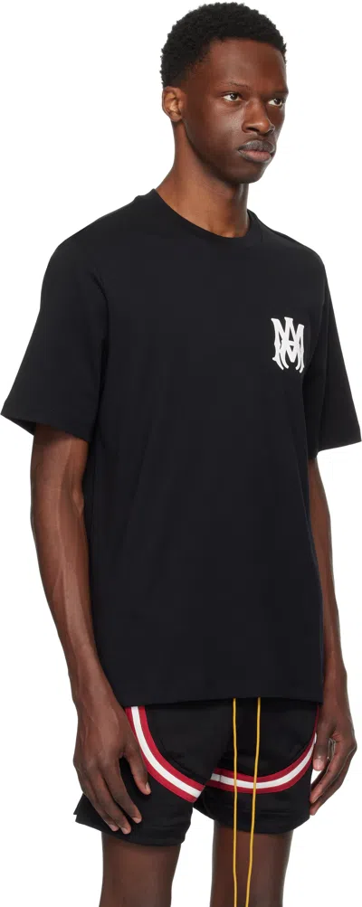 Amiri Black Crewneck T-shirt With Logo Print On The Front And Logo Lettering On The Rear In Cotton Man