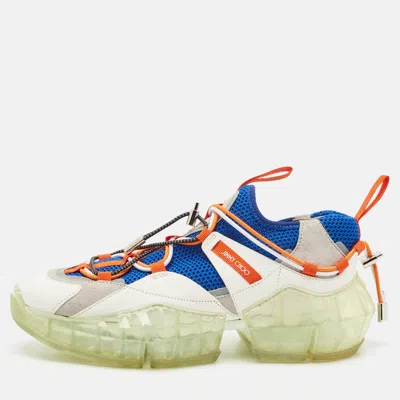 Pre-owned Jimmy Choo Multicolor Leather And Mesh Diamond Trail Sneakers Size 37.5