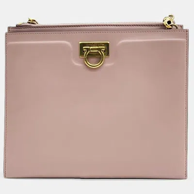Pre-owned Ferragamo Pink Leather Trifolio Small Crossbody Bag