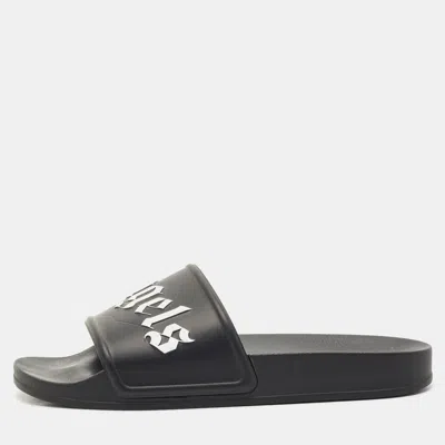 Pre-owned Palm Angels Black Leather Flat Slides Size 41