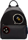 FENDI Black Shearling Patches Backpack