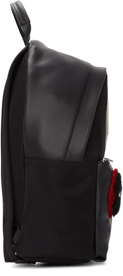 Shop Fendi Black Shearling Patches Backpack