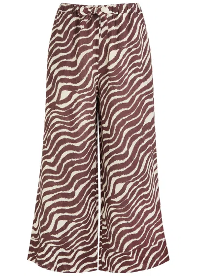 Desmond & Dempsey Tide Zebra-print Linen Trousers