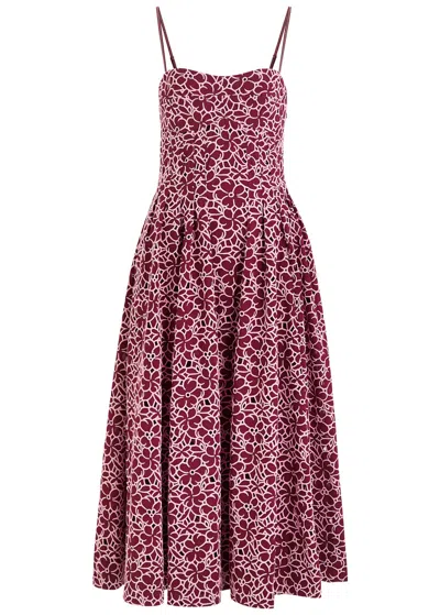 Simkhai Kittiya Pleated Broderie Anglaise Cotton Midi Dress
