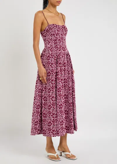 Simkhai Kittiya Pleated Broderie Anglaise Cotton Midi Dress