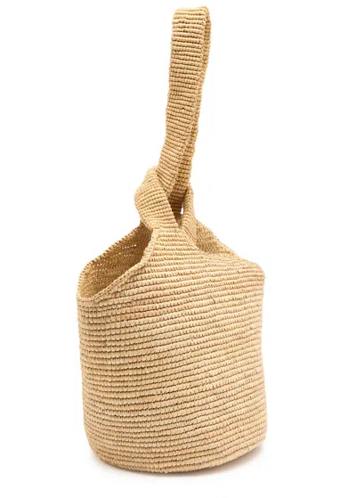 Sensi Studio Pullthrough Mini Raffia Top Handle Bag