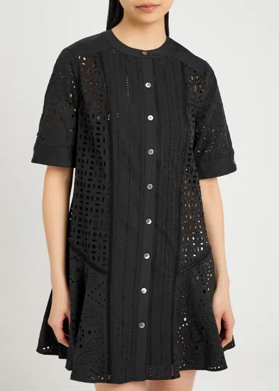 Veronica Beard Dara Embroidered Cotton Mini Dress