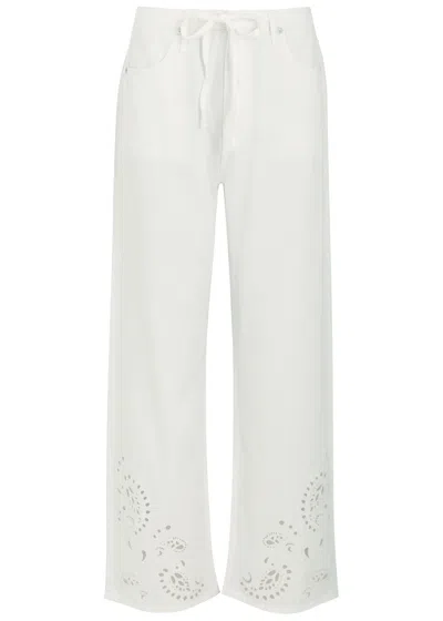Rag & Bone Womens Whteyelet Ultra Featherweight Cotton-blend Jeans In White