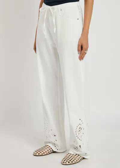 Rag & Bone Womens Whteyelet Ultra Featherweight Cotton-blend Jeans In White