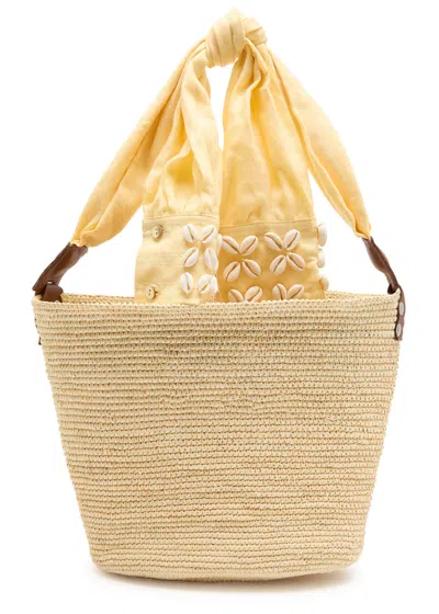 Sensi Studio Shell Sleeve Medium Straw Basket Bag