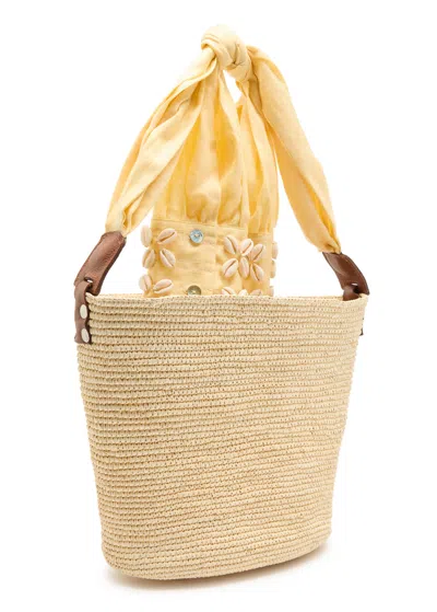 Sensi Studio Shell Sleeve Medium Straw Basket Bag