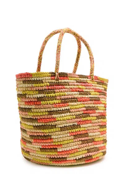 Sensi Studio Striped Straw Tote