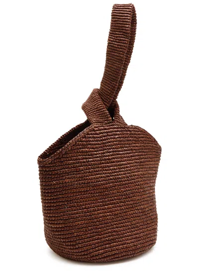 Sensi Studio Pullthrough Mini Raffia Top Handle Bag