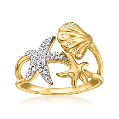 Ross-simons Diamond Sea Life Ring In 18kt Gold Over Sterling