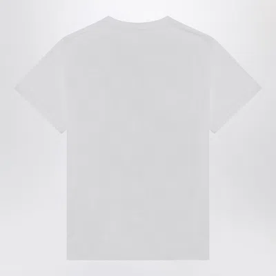 Ganni White T-shirt With Print And Logo Lettering On The Front In Cotton Woman