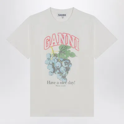 Ganni Grape Print Crew Neck Short Sleeve Top