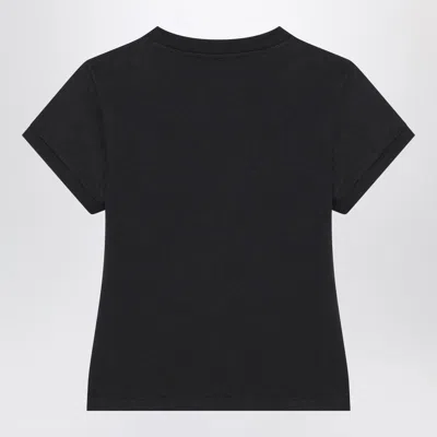 Ganni Women Black T-shirt With Round Neck And Maxi Logo On The Front In Cotton Woman In Blue