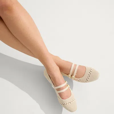 Rothys The Double Buckle Mary Jane In White/neutral