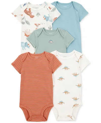 Carter's Baby Boys Round Neck Short Sleeve Rib 5-pc. Bodysuit