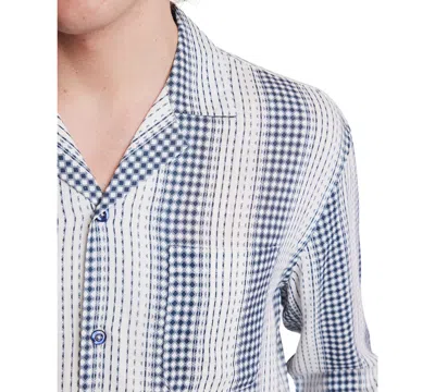 Paisley & Gray Men's Slim Fit Long Sleeve Diamond Striped Button Front Camp Shirt