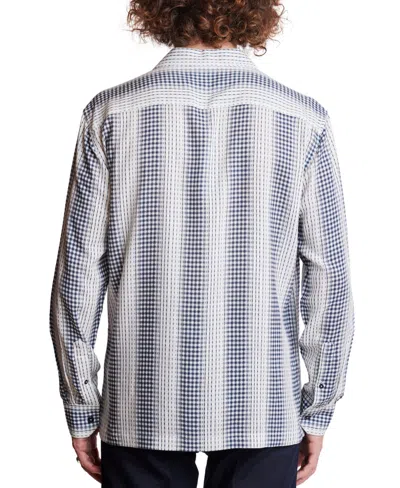 Paisley & Gray Men's Slim Fit Long Sleeve Diamond Striped Button Front Camp Shirt
